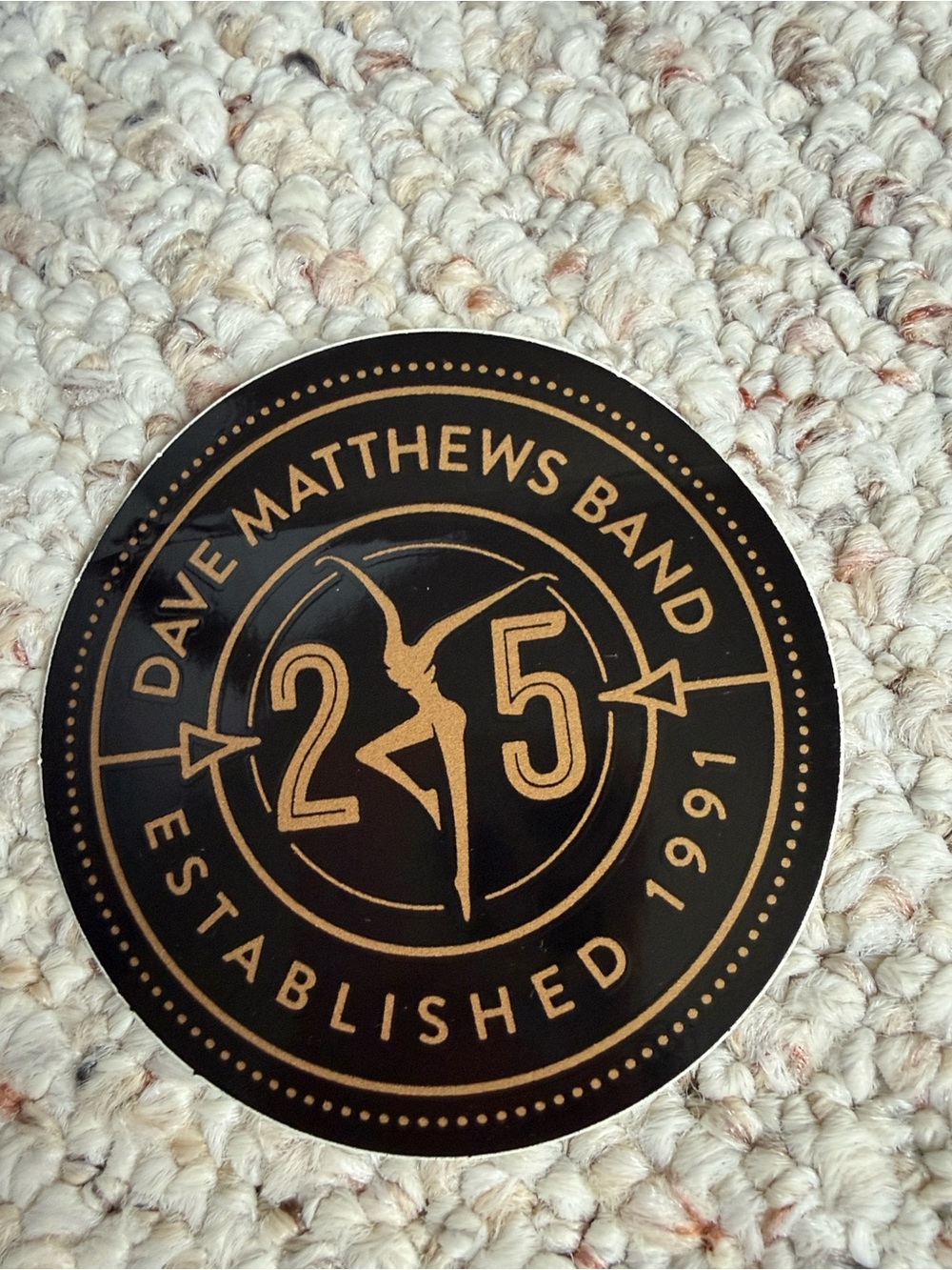 Dmb Dave Matthews band 25 Anniversary Black Gold Round sticker decal Firedancer